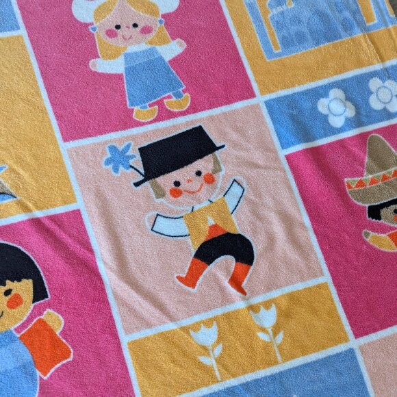 Disney Parks Original Souvenir It's A Small World Cozy Throw Blanket 40x70 - Picture 4 of 8